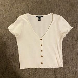 White button up crop top
